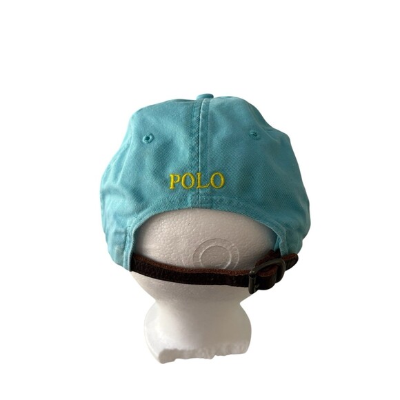 Polo by Ralph Lauren Hat Leather Adjustable Strap Embroidered Horse Logo Blue - Picture 5 of 9
